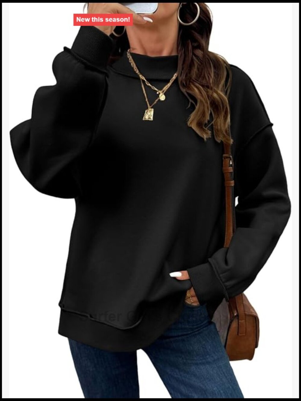 Mock Neck Oversized Pullover Sweatshirt Drop Shoulder Tunic